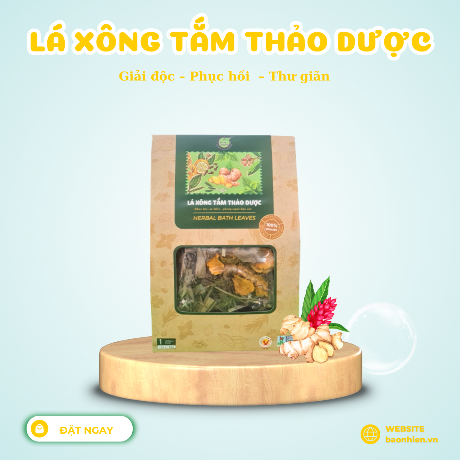 Lá Xông Tắm Thảo Dược Thiên Nhiên – Hỗ trợ giải độc, thư giãn, phục hồi cơ thể sau mệt mỏi, an toàn, dễ sử dụng
