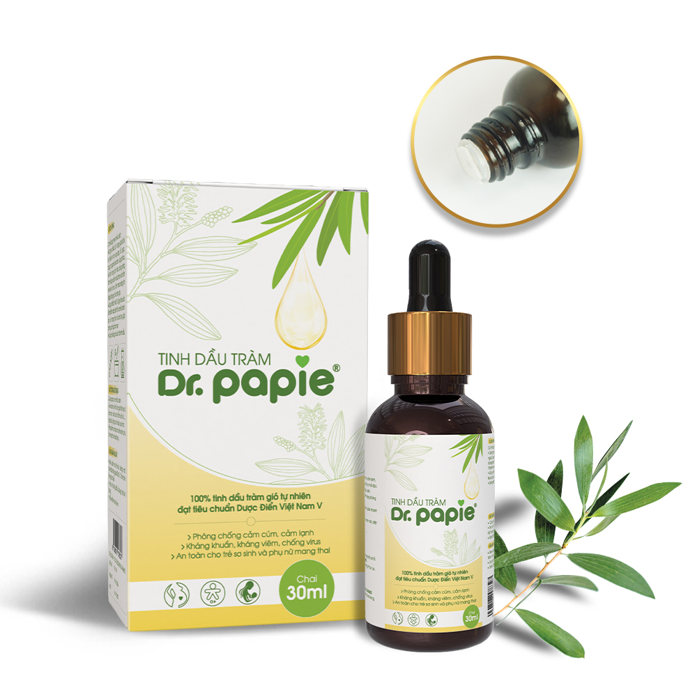 Tinh Dầu Tràm Dr.Papie 30ml | 100% Tự Nhiên, Phòng Cảm Cúm – Giữ Ấm – Kháng Khuẩn Cho Bé & Mẹ Bầu