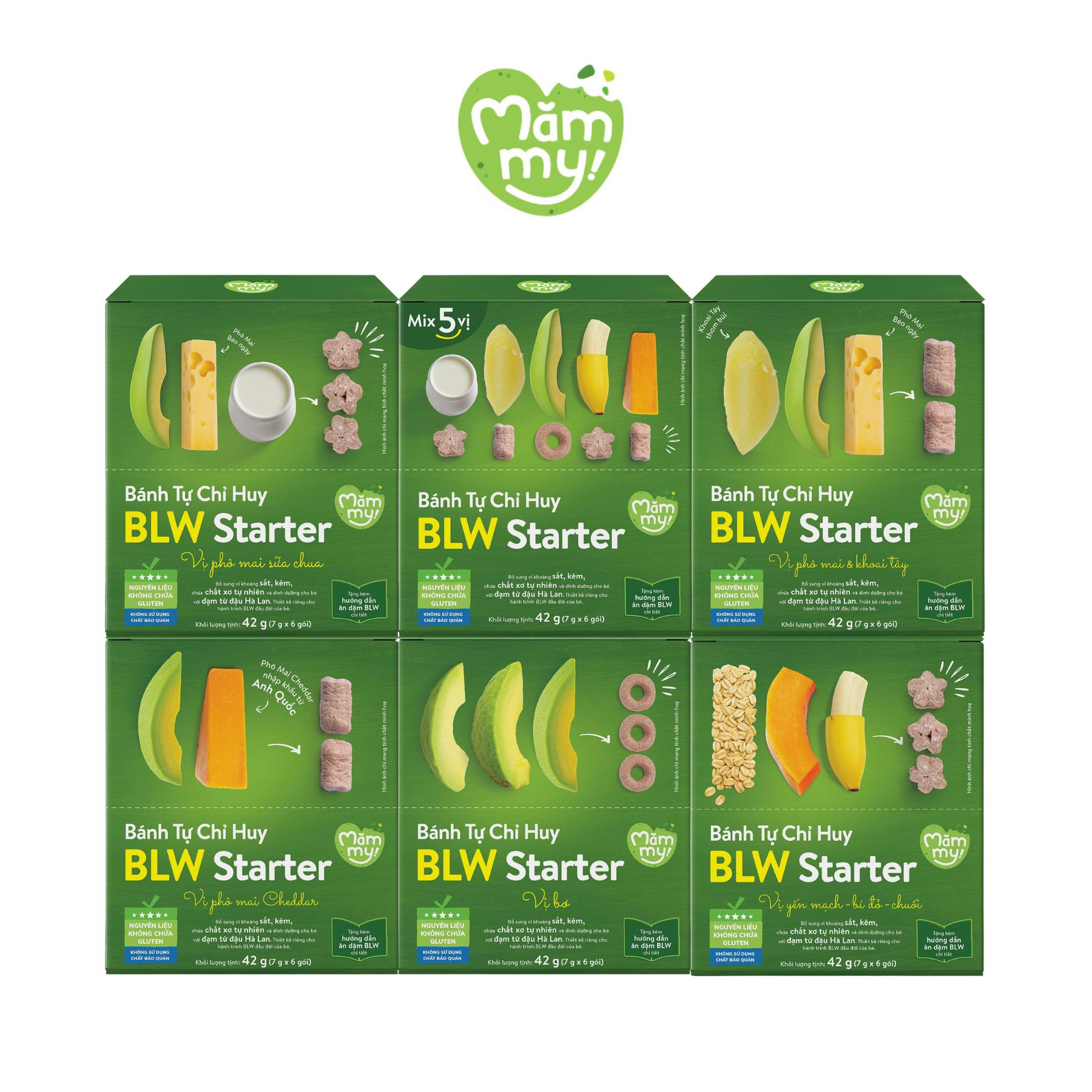 Bánh Ăn Dặm Tự Chỉ Huy Mămmy BLW Starter – Dành Cho Bé Ăn Dặm 6 Tháng+, 5 Vị Rau Củ Trái Cây Tự Nhiên