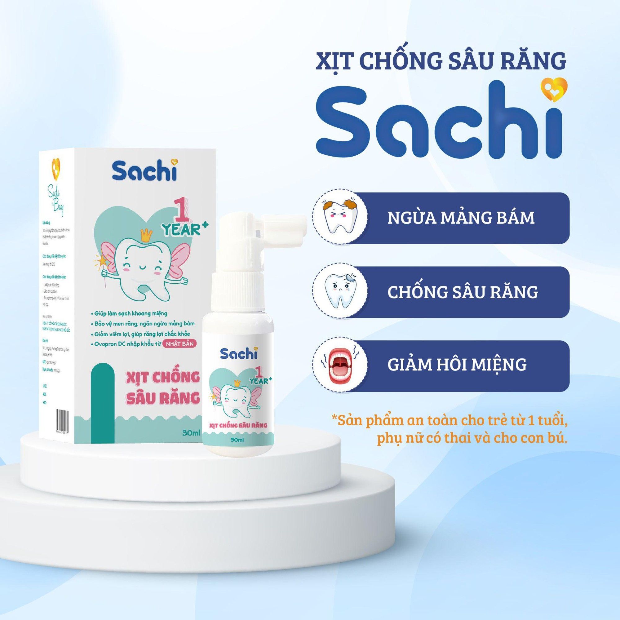 Xịt Chống Sâu Răng Sachi 30ml | Ngừa Mảng Bám, Giảm Hôi Miệng, Làm Sạch Khoang Miệng Cho Bé Từ 1 Tuổi