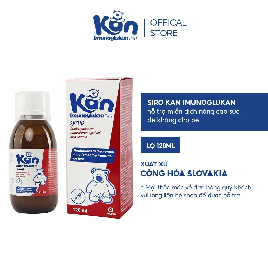 Siro Kan Imunoglukan P4H 120ml – Tăng Đề Kháng, Giảm Ốm Vặt, Bổ Sung Vitamin C Cho Trẻ Em