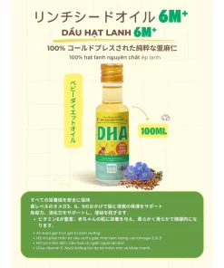 Dầu Hạt Lanh DHA Cho Bé Từ 6 Tháng – 100% Hạt Lanh Ép Lạnh Tự Nhiên, Giàu Omega 3-6-9, Vitamin E, Hỗ Trợ Tiêu Hóa Và Phát Triển Não Bộ (100ml)