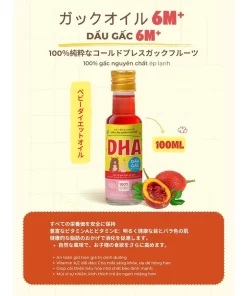 Dầu Gấc DHA Cho Bé Từ 6 Tháng – Ép Lạnh 100% Tự Nhiên, Giàu Vitamin A & E, Hỗ Trợ Mắt Sáng Da Khỏe, Bé Ăn Ngon Hơn (100ml)
