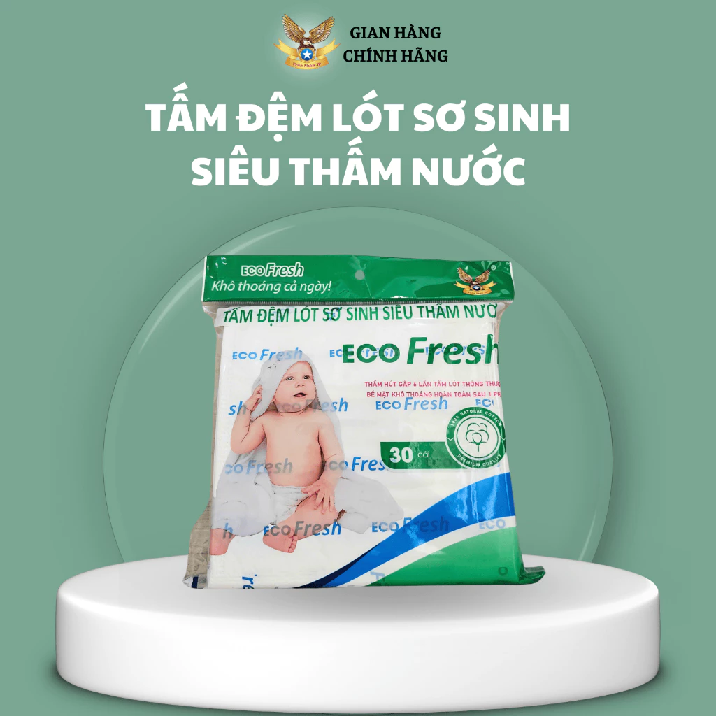 Tấm Đệm Lót Sơ Sinh Siêu Thấm Nước Eco Fresh - Gói 30/50 Miếng, Mềm Mại, Khô Thoáng Cả Ngày