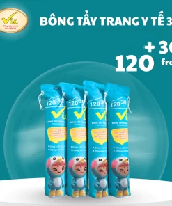 Bông Tẩy Trang Y Tế 3D VIC 120 Miếng | Bông Y Tế Siêu Mịn, Không Sơ Bông, Thấm Hút Tốt, An Toàn Cho Mọi Loại Da