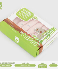[HỘP 5 CHIẾC] Khăn Sữa Sợi Tre Mipbi HM28 - 3 Lớp Mềm Mịn Cho Bé Sơ Sinh | 100% Sợi Tre Tự Nhiên | Size 30x30cm