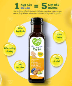 Dầu Chiên Xào Cho Bé Mămmy Bổ Não – 5 Loại Dầu Thực Vật Tự Nhiên, Giàu Omega 3-6-9, Chịu Nhiệt Tốt >200°C