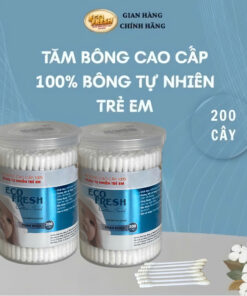 Tăm Bông Cao Cấp ECO FRESH – 100% Bông Tự Nhiên, An Toàn Cho Trẻ Em – Hộp 200 Cây