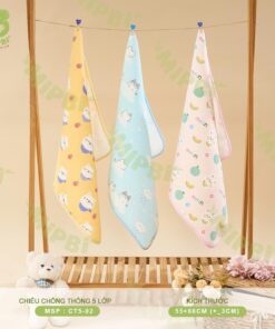 Chiếu Chống Thấm 5 Lớp MIPBI Cho Bé – Mềm Mại, Thoáng Khí, Dễ Giặt, Chống Tràn Hiệu Quả 55x68cm