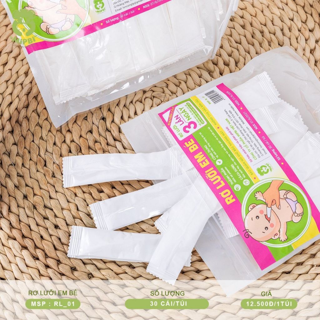 Rơ Lưỡi Em Bé MIPBI Túi 30 Cái – Dùng 1 Lần Tiện Lợi, An Toàn, Làm Sạch Khoang Miệng Cho Bé Sơ Sinh