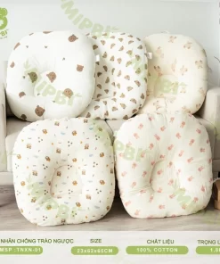 Gối Xô Nhăn Chống Trào Ngược Mipbi – 100% Cotton Mềm Mại, Thoáng Khí, Giúp Bé Giảm Nôn Trớ Sau Bú