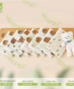 Gối Bông Sơ Sinh Nhỏ MIPBI 25x35cm – 100% Cotton Mềm Mại, Thoáng Khí, Êm Ái, An Toàn Cho Trẻ Sơ Sinh