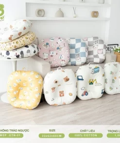 Gối Chống Trào Ngược Mipbi Cho Bé – 100% Cotton Mềm Mại, Nâng Đỡ Tư Thế, Giúp Bé Ngủ Ngon Sau Bú
