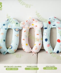 Gối Ôm Chữ U Đa Năng Mipbi – 100% Cotton Mềm Mại, Nâng Đỡ Toàn Diện, Cho Bé Ngủ Ngon Và An Toàn